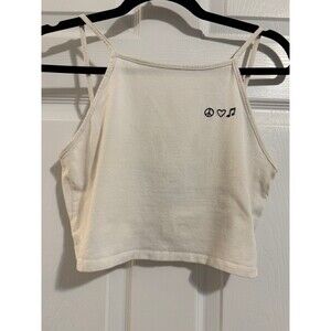 LA Hearts White Cropped Tank Top Size M